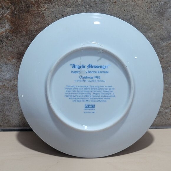 Schmid Hummel Christmas Day 1983 Angelic Messenger Decorative Wall Hanging Plate - Picture 2 of 11